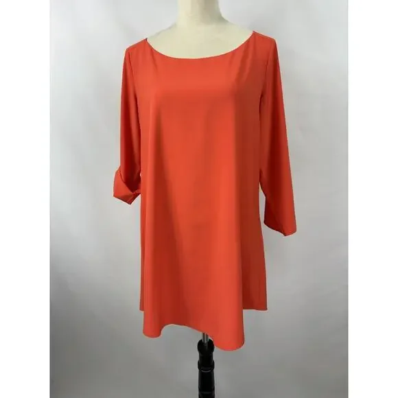 Blaque Label Shift Dress Bright Orange Medium Roll Tab Sleeves - Picture 13 of 13